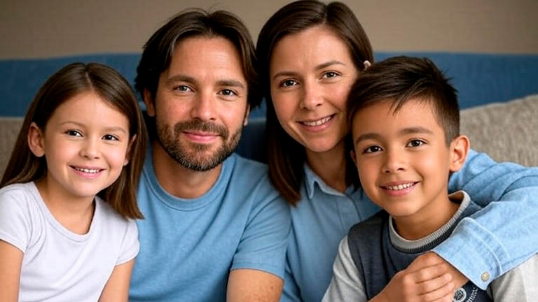 Familia abrazada